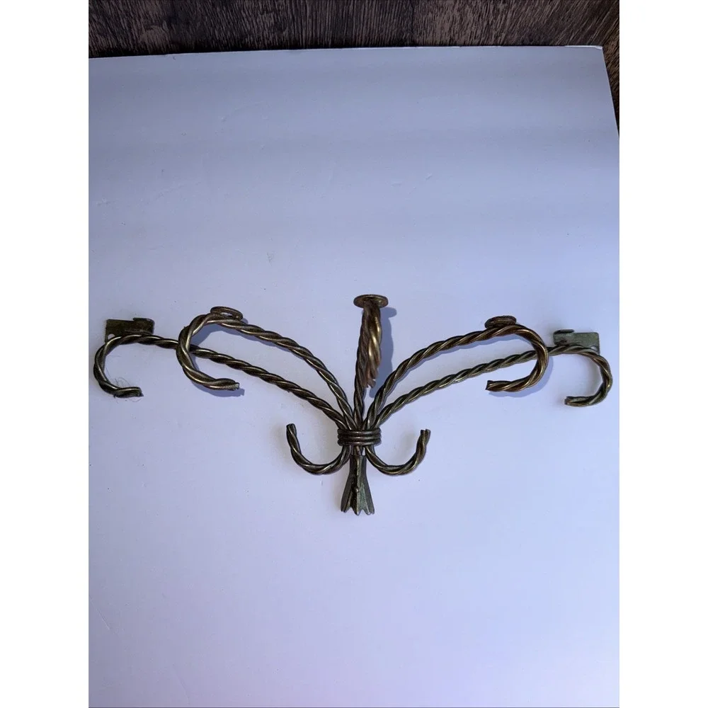 2 Vintage Twisted Rope Wall Shelf Brackets - Hollywood Regency Style -‎ Gold